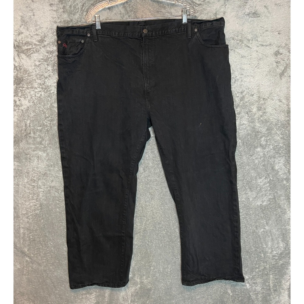 Polo Ralph Lauren Mens Hampton Straight Jean 50Bx30 Big Relaxed Black Denim